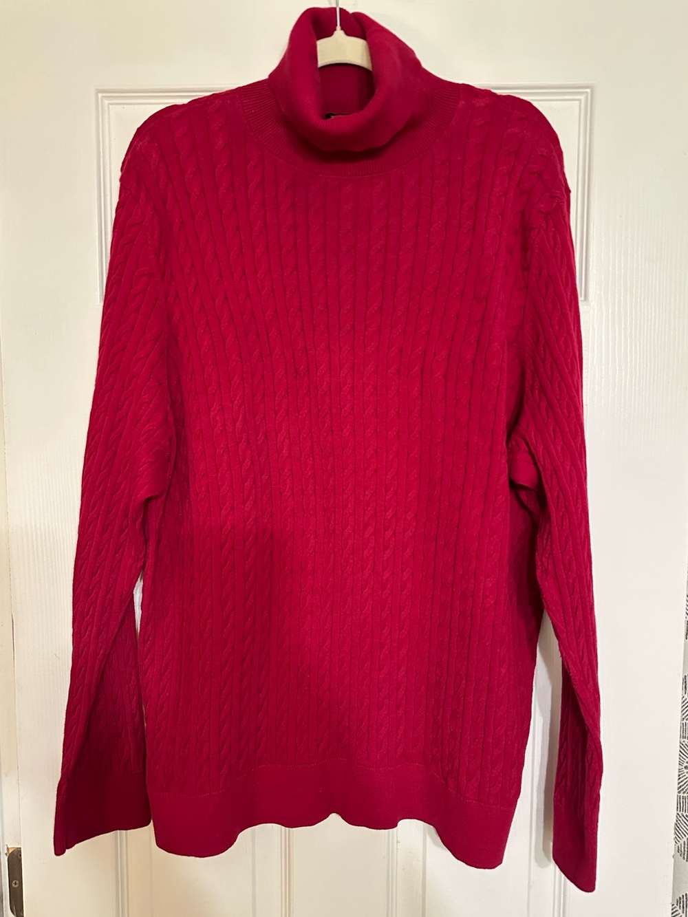 Talbots Cable Knit Turtleneck Pullover Sweater 3X Cotton Magenta Cozy Preppy